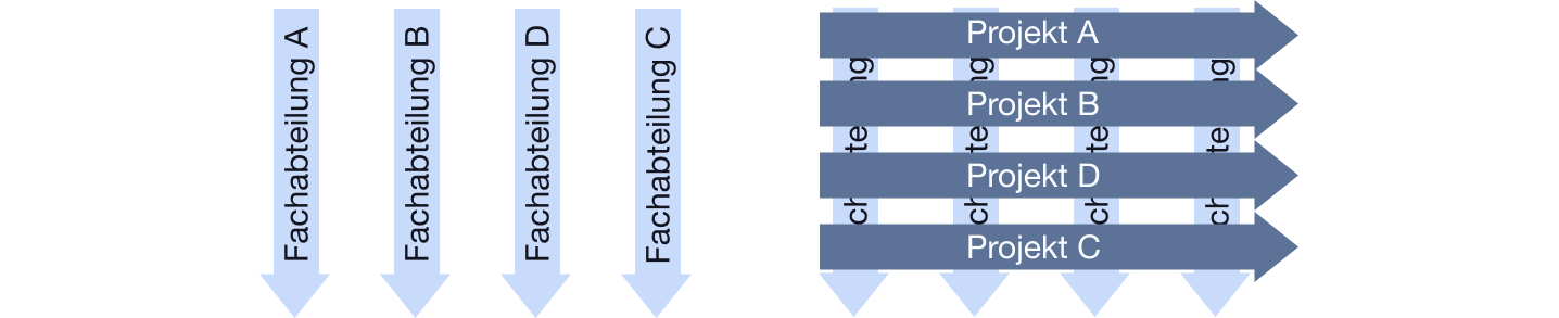 Linien- oder Funktionsorientierung und Projekt- oder Prozessorientierung
